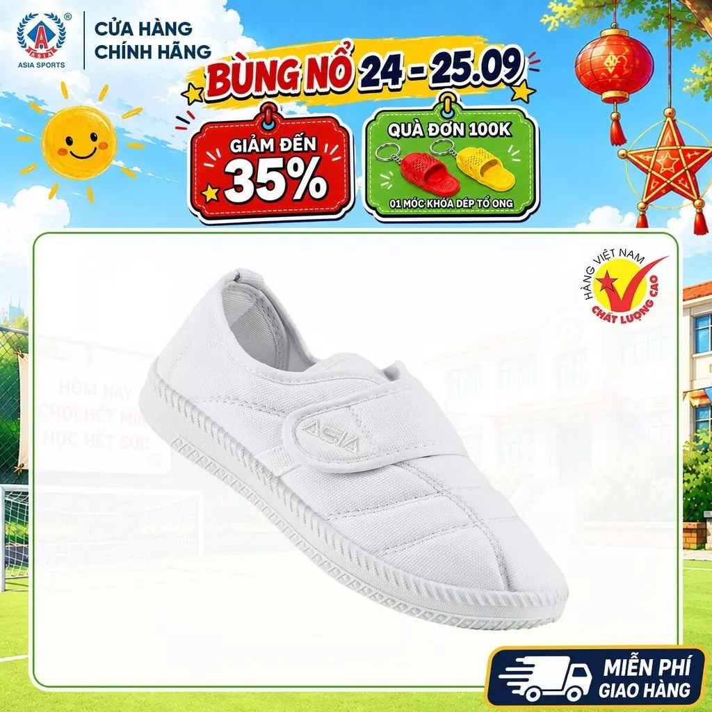 Giày Vải Quai Dán Nam ASIA Đen Xanh Trắng - Giày Thể Thao Đi Bộ Bền Đẹp - M09