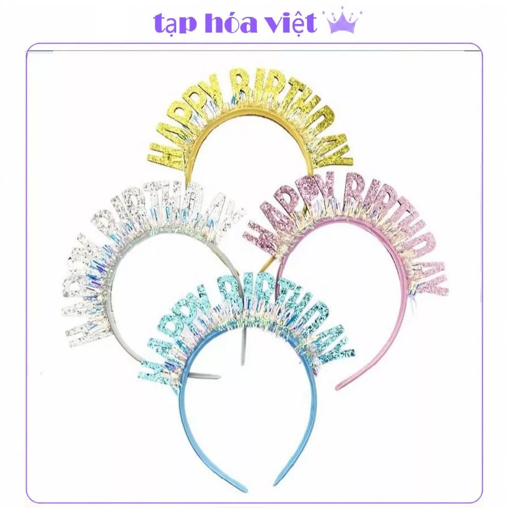 (2 CHIẾC) BỜM SINH NHẬT chữ Happy Birthday, Băng đô sinh nhật