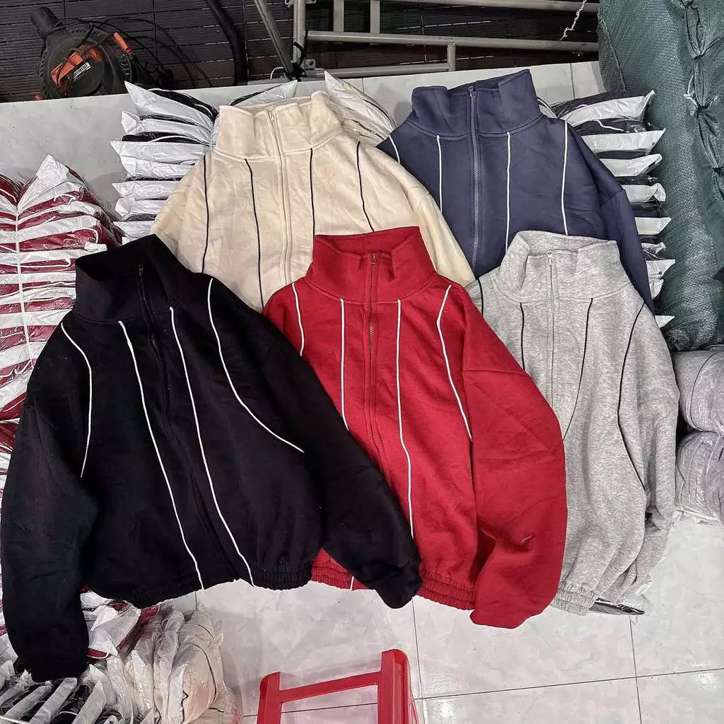 Áo Khoác Nỉ Trụ Viền Nổi Thể Thao Nam Nữ – Áo Khoác Nỉ Dày Chống Nắng Form Rộng Tối Giản NY NA STORE