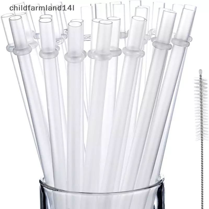 10 Chiếc Trắng Lấp Lánh Nhựa Ống Hút 9 Inch Dài Có Thể Tái Sử Dụng Cứng Uống Ống Hút Cho Cốc Cốc Cốc Chai
