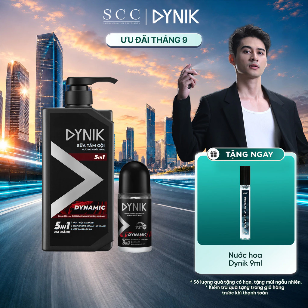 Combo Sữa Tắm 650g & Lăn Khử Mùi 50ml DYNIK Hương Nước Hoa Cao Cấp, Khô Thoáng Cho Nam