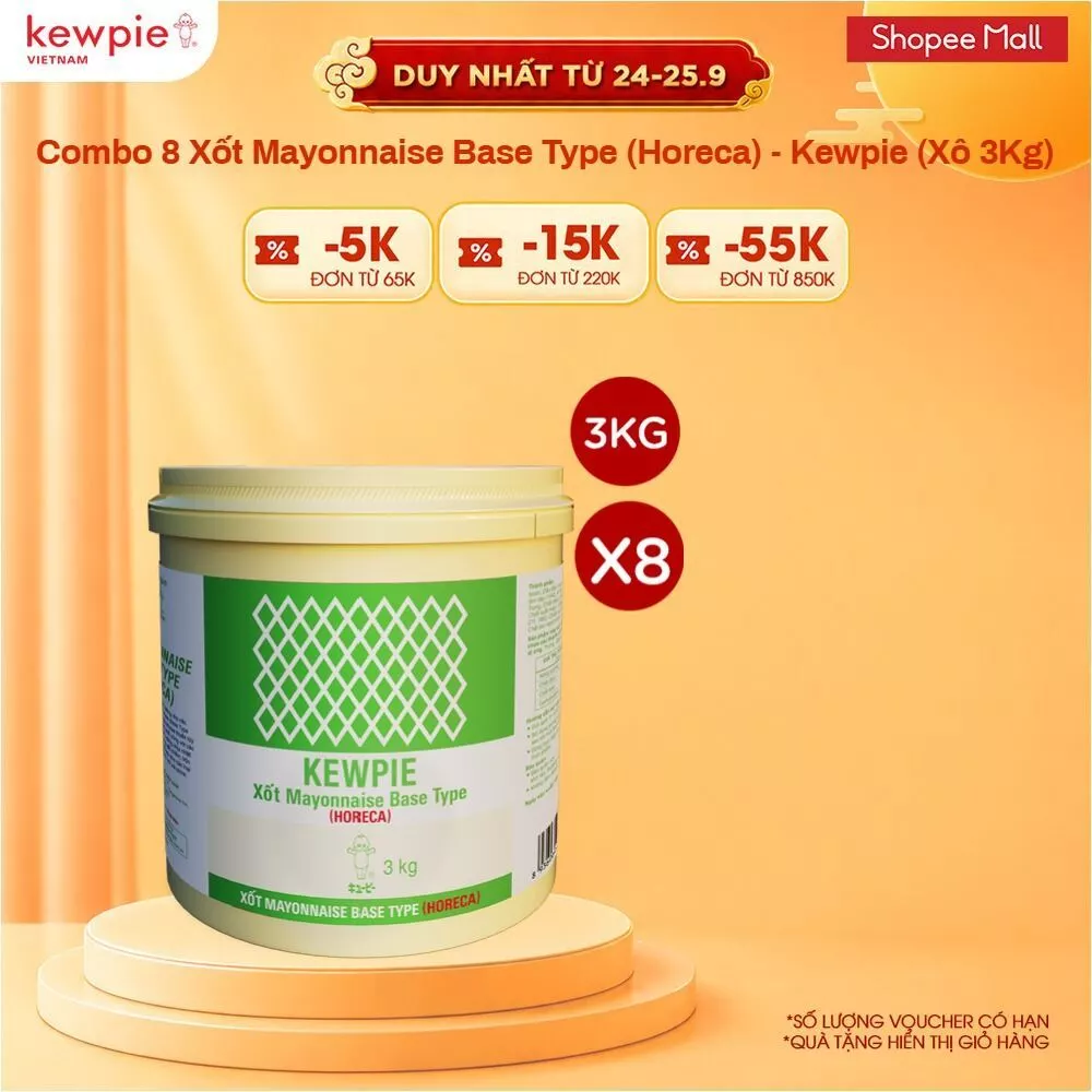 Combo 8 Xốt Mayonnaise Base Type (Horeca) - Kewpie (Xô 3Kg)