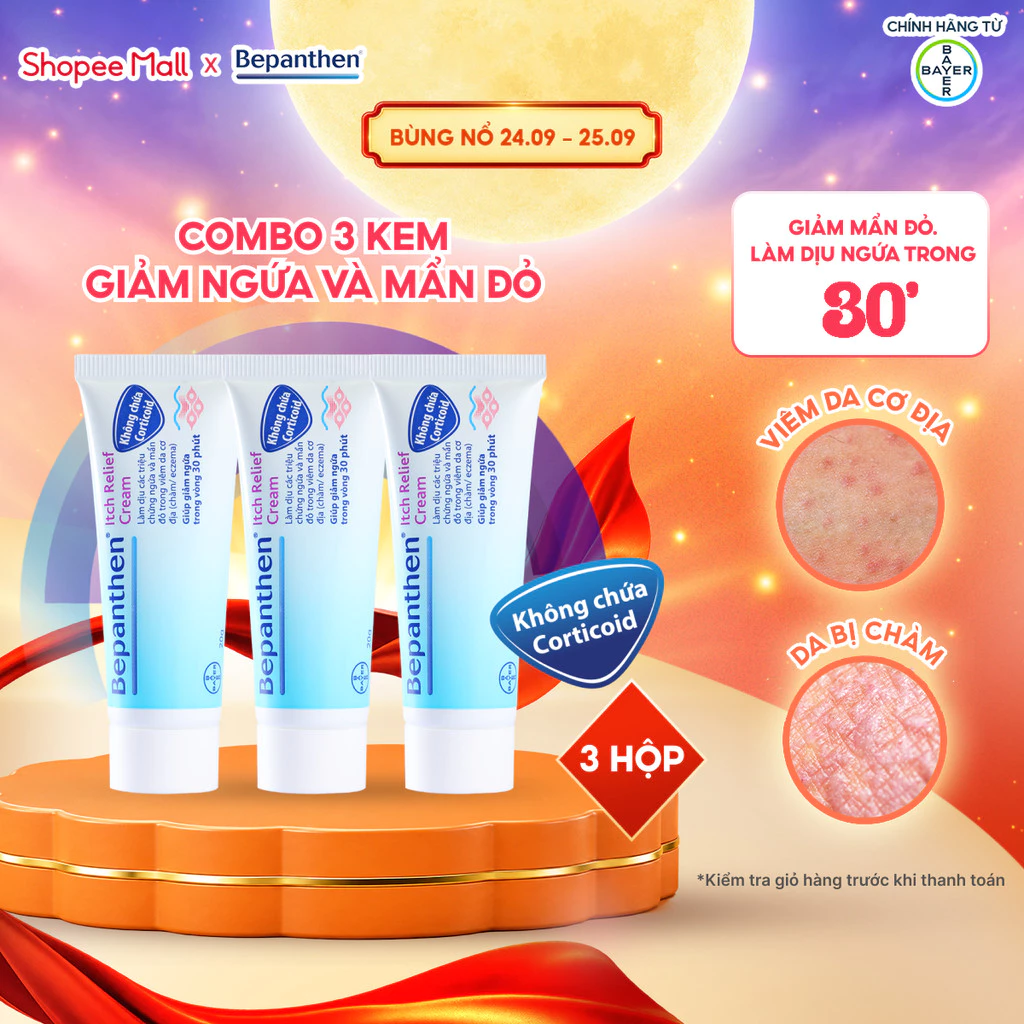 Combo 3 Kem Giảm Ngứa BEPANTHEN Itch Relief Cream 20G x3 Giảm Ngứa Nhanh Trong 30 Phút