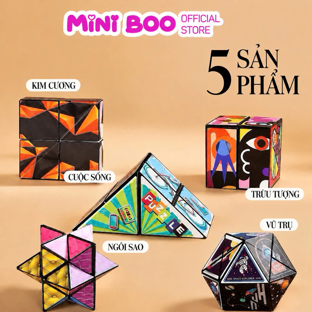 Combo 5 Rubik Biến Thể Thế Hệ 1 – Bộ Đồ Chơi Trí Tuệ Giúp Bé Phát Triển Tư Duy & Sáng Tạo