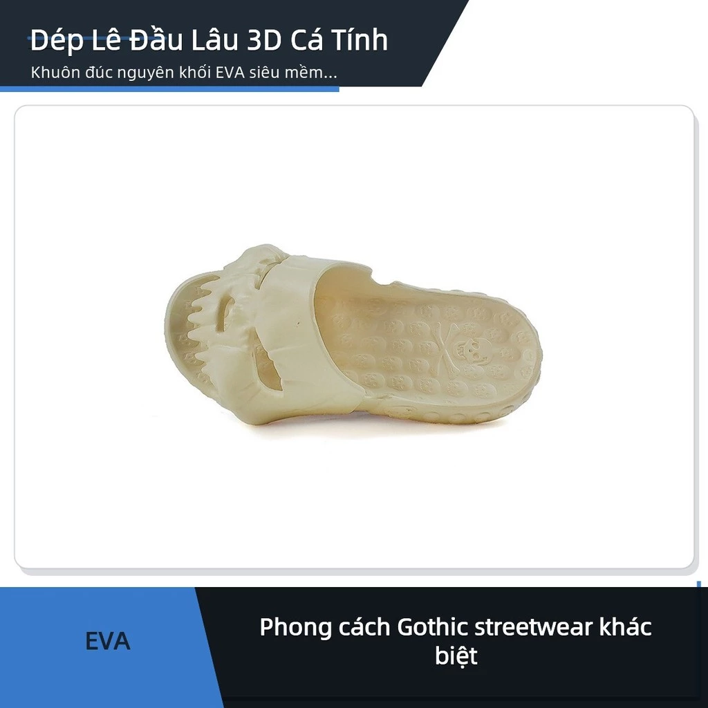 Dép Lê Đầu Lâu 3D Unisex Đế Dày EVA Siêu Mềm Êm Chân Chống Trượt Phong Cách Gothic Cá Tính ✨deerlu05.vn✨