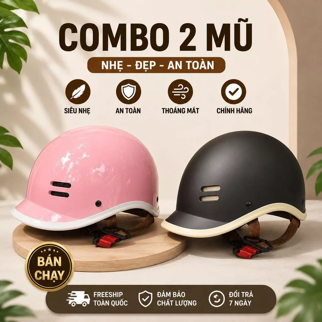[ĐẠT CHUẨN] Combo 2 Mũ Bảo Hiểm Cá Heo Thời Trang Cho Cặp Đôi Bạn Thân, Người Yêu Hot Trend