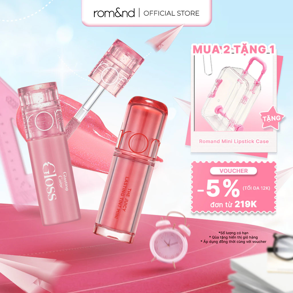 [ROMAND x KOL][MINI Pink] Sont Tint Lì Romand The Juicy Lasting Tint MINI/Son Tint Bóng Romand Glasting Color Gloss MINI
