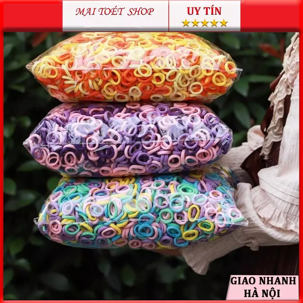 Set 500 chun cột tóc trơn dễ thương cho bé nhiều màu MTS
