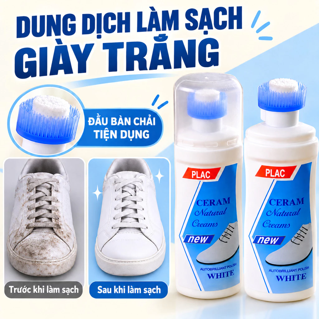 Nước Lau Giày Plac Dạng Chai Xịt, Hỗ Trợ Làm Sạch Giày Trắng, Giày Vải Và Giày Da