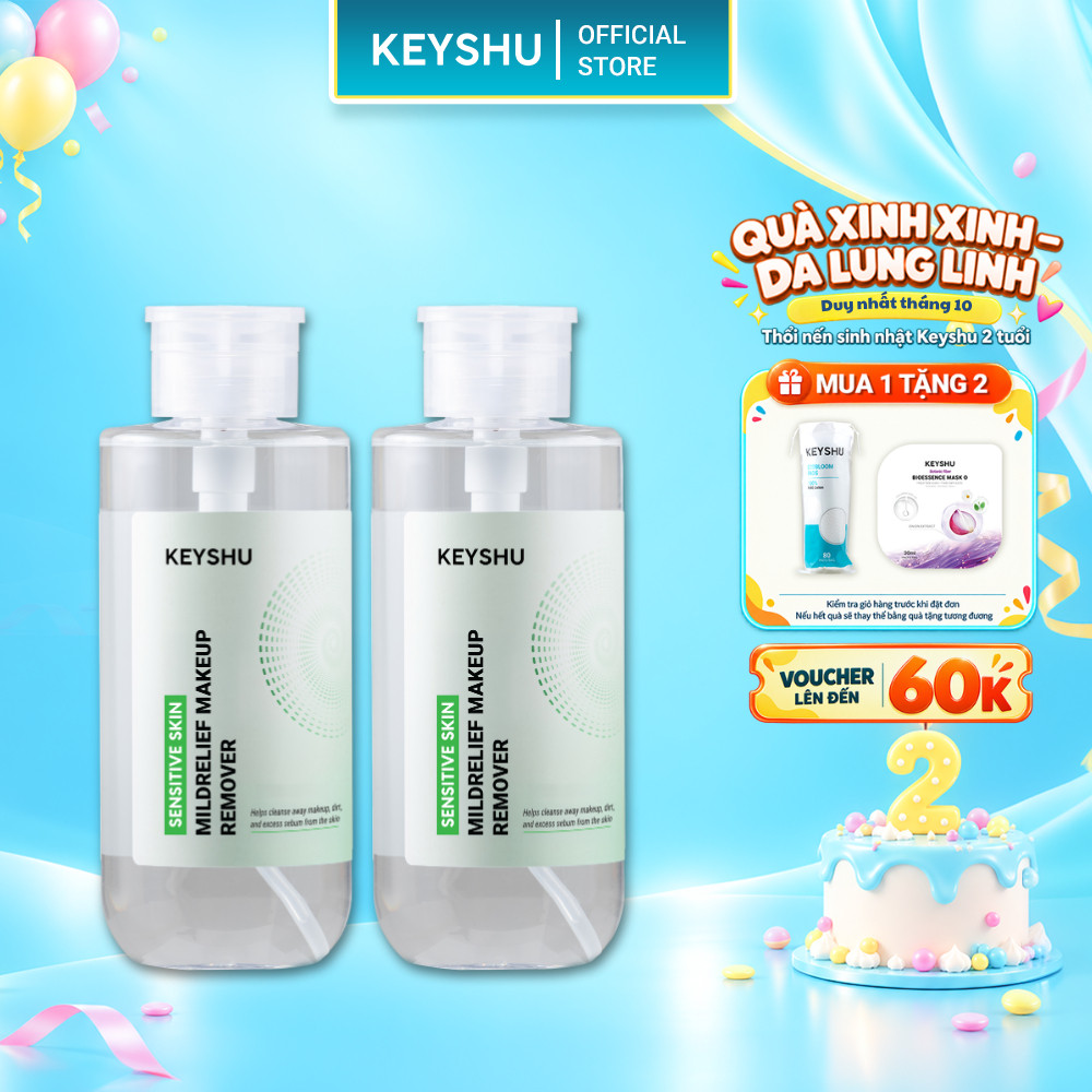 Combo 2 Nước Tẩy Trang Mildrelift Makeup Remover KEYSHU Làm Sạch Makeup,Bụi Bẩn Cho Da Nhạy Cảm 550ml