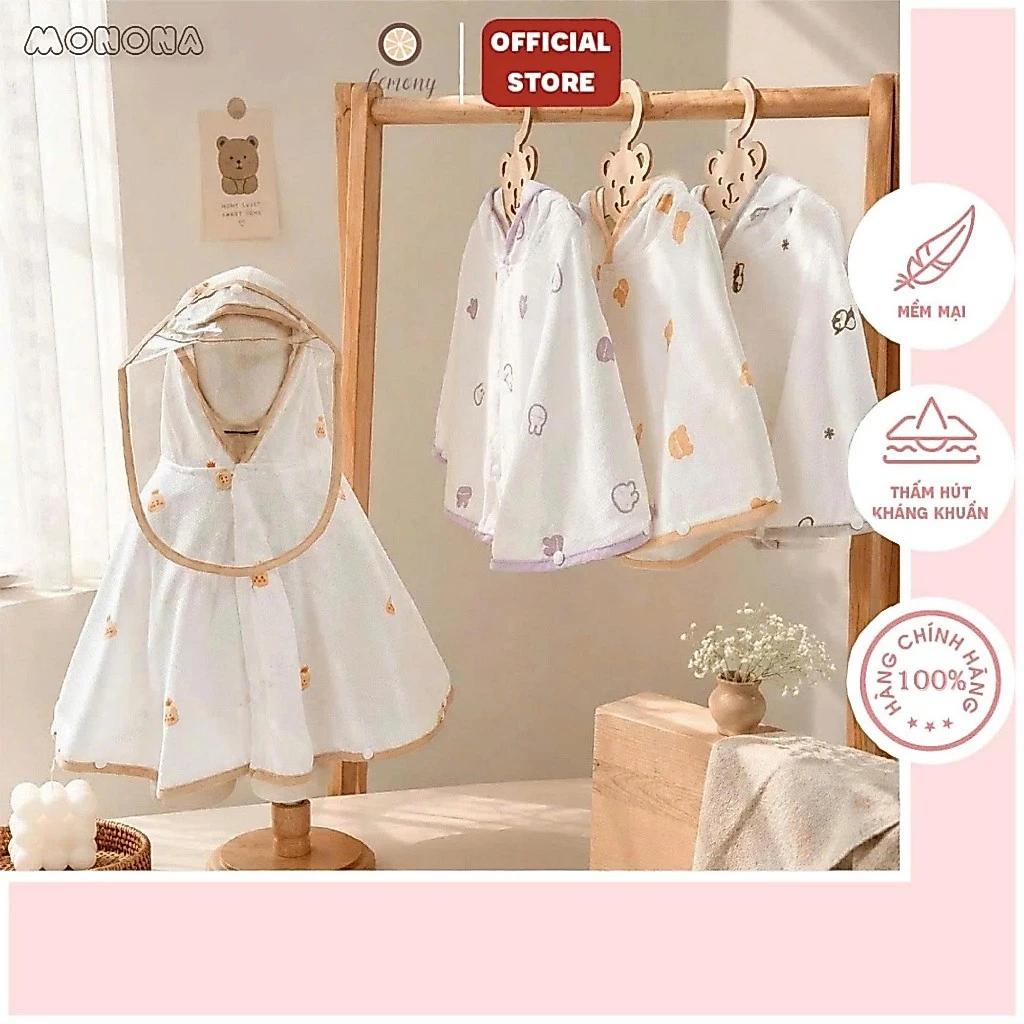 Áo Choàng Đa Năng Cho Bé Monona 2 Lớp Kèm Kính Chắn Giọt Bắn, Chống Nắng Gió Cho Bé 0-4 Tuổi