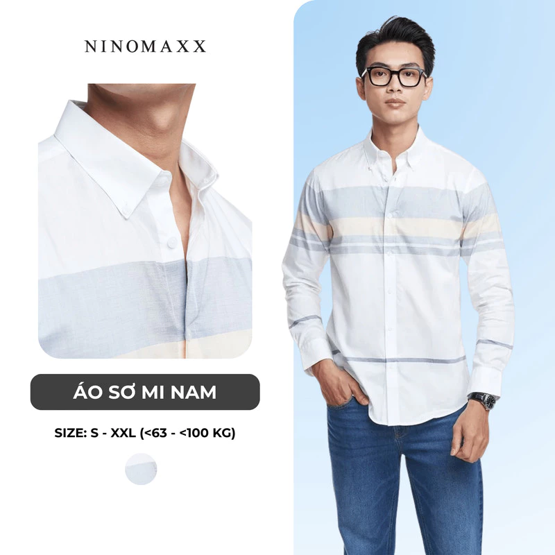 Áo Sơ Mi Sọc Nam Cotton Tay Dài Ninomaxx 2011069