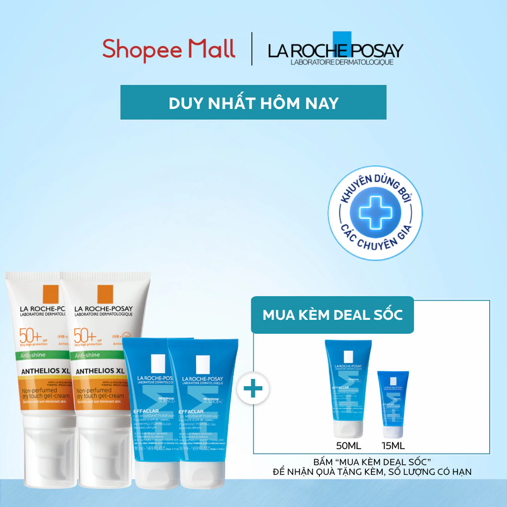 [FS] Bộ sản phẩm làm sạch & chống nắng nâng tone cho da dầu La Roche-Posay Anthelios XL