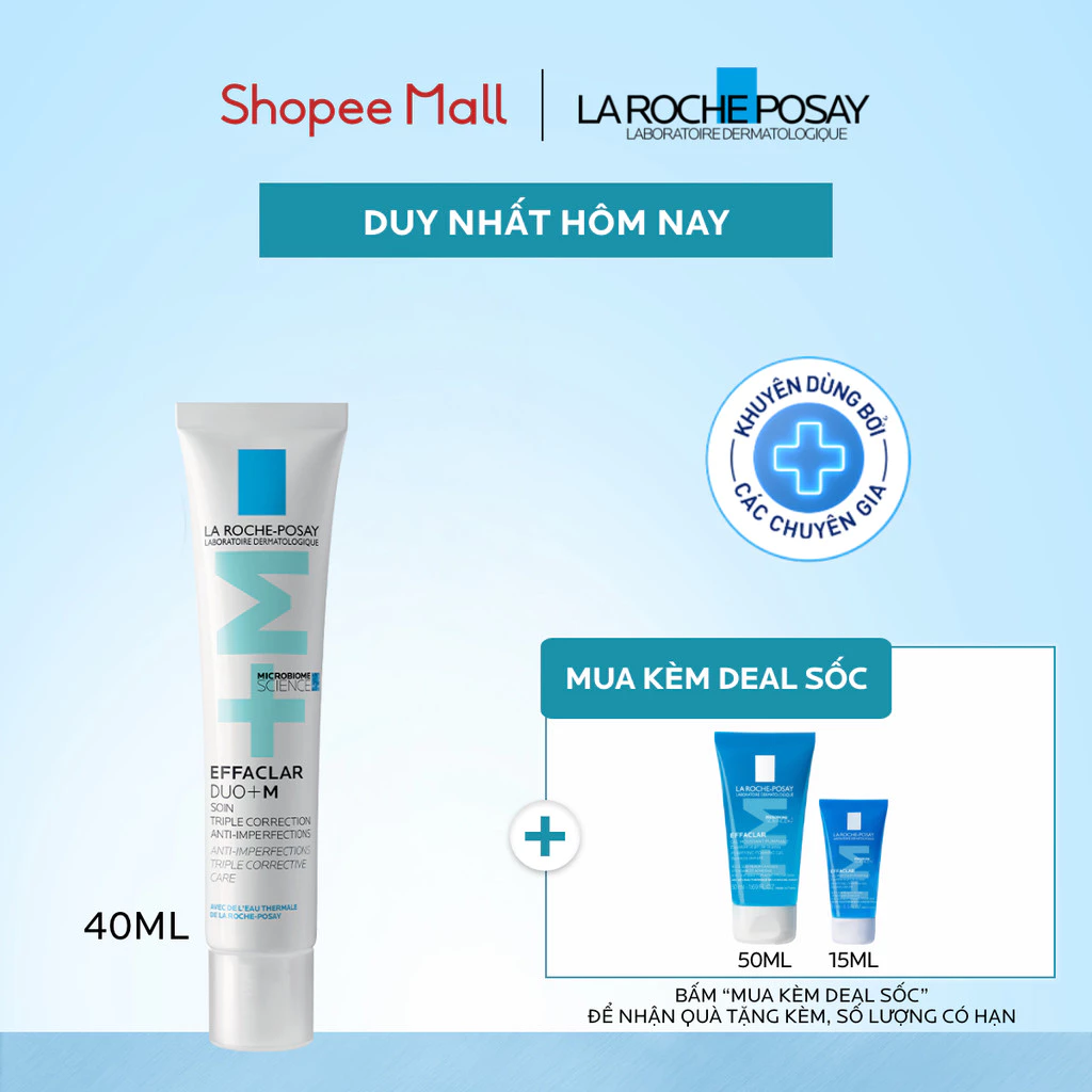 Kem dưỡng giảm mụn nhanh 8 giờ La Roche-Posay Effaclar Duo+ M 40ml