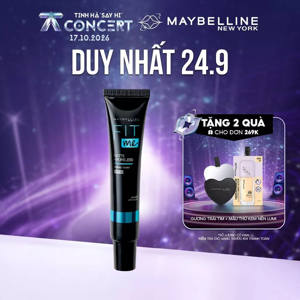 Kem Lót Kiềm Dầu Ngăn Xuống Tông SPF 20 Fit Me Primer Matte+Poreless Maybelline New York 30ml