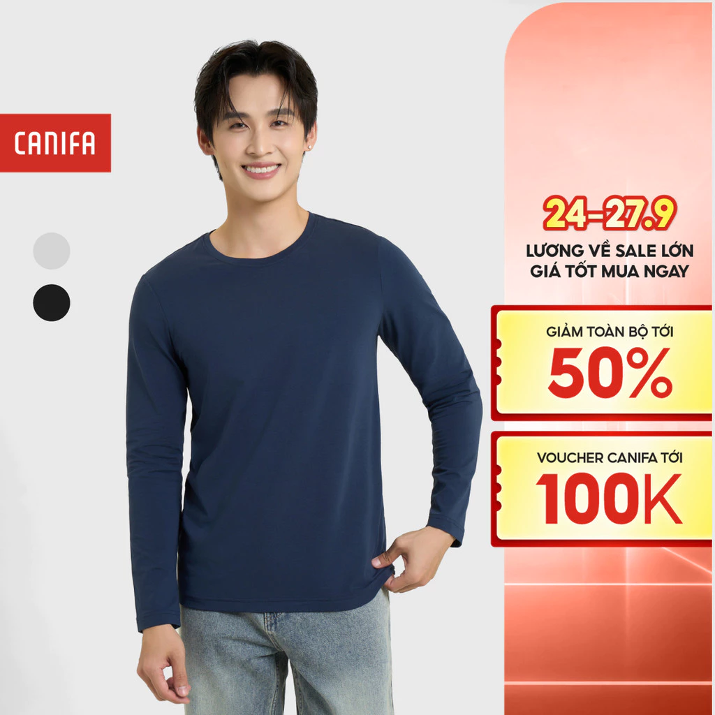 Áo body nam cổ tròn CANIFA áo thun dài tay 8IT25W001