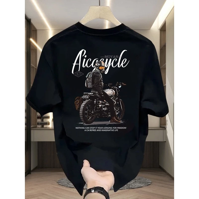 Áo tay lỡ HappyTee - Áo Thun Unisex Biker Freedom – Hình Tay Đua Mô Tô Cá Tính