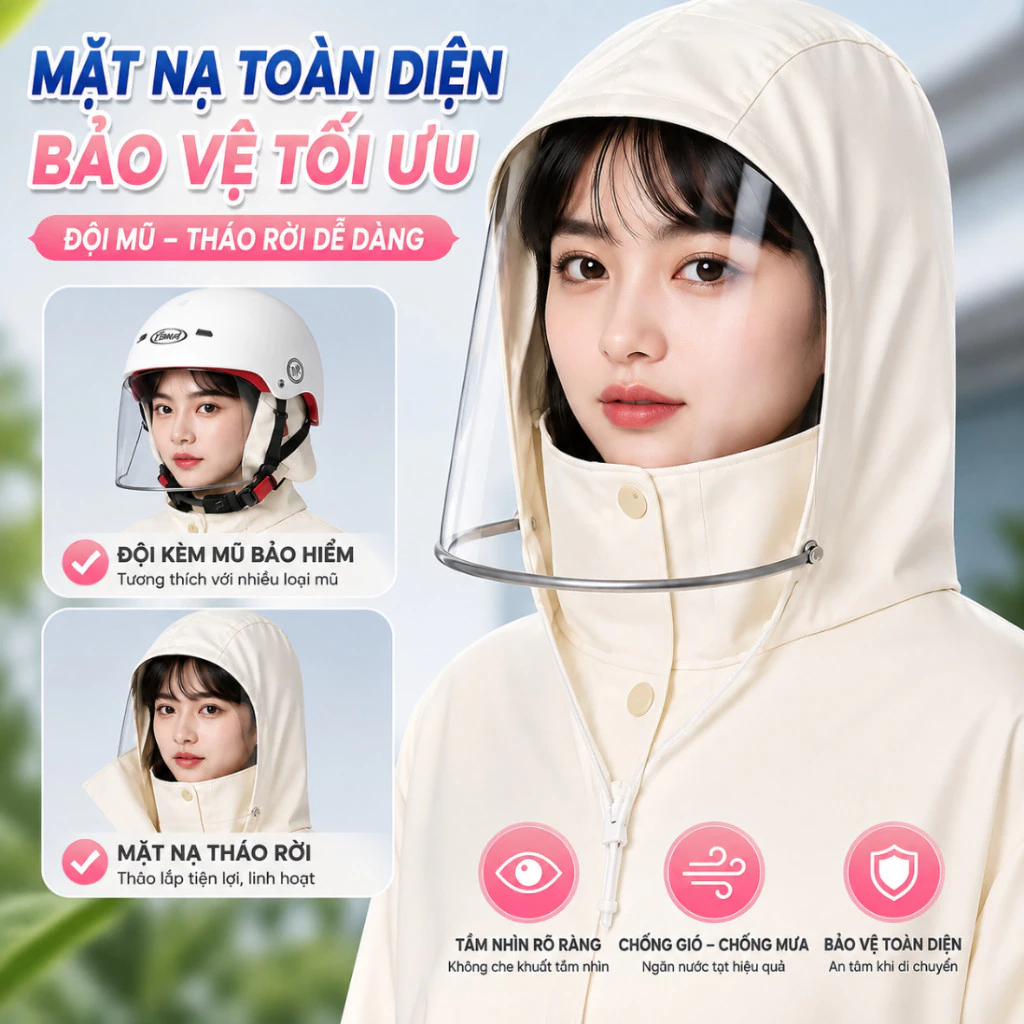 ​​​​​​​Áo Mưa Chùm Đầu Size 5XL Vải Oxford Cao Cấp Chống Thấm Che Phủ Kín Toàn Thân Khi Đi Xe Máy