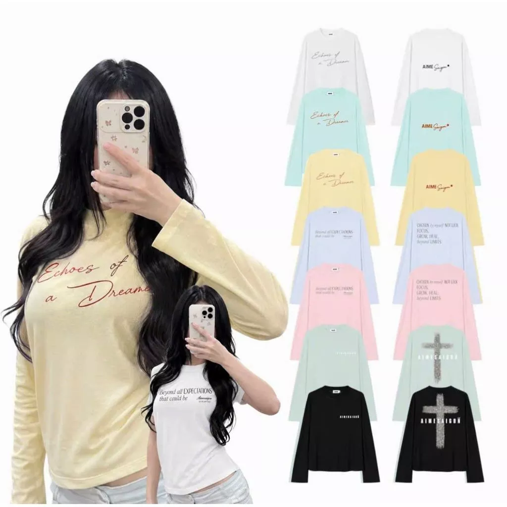 Áo Thun Giấy Mỏng Tay Dài Long Sleeve Mùa Hè Boxy  Form Rộng Cổ Tròn Mềm Mát Unisex Nam Nữ Basic