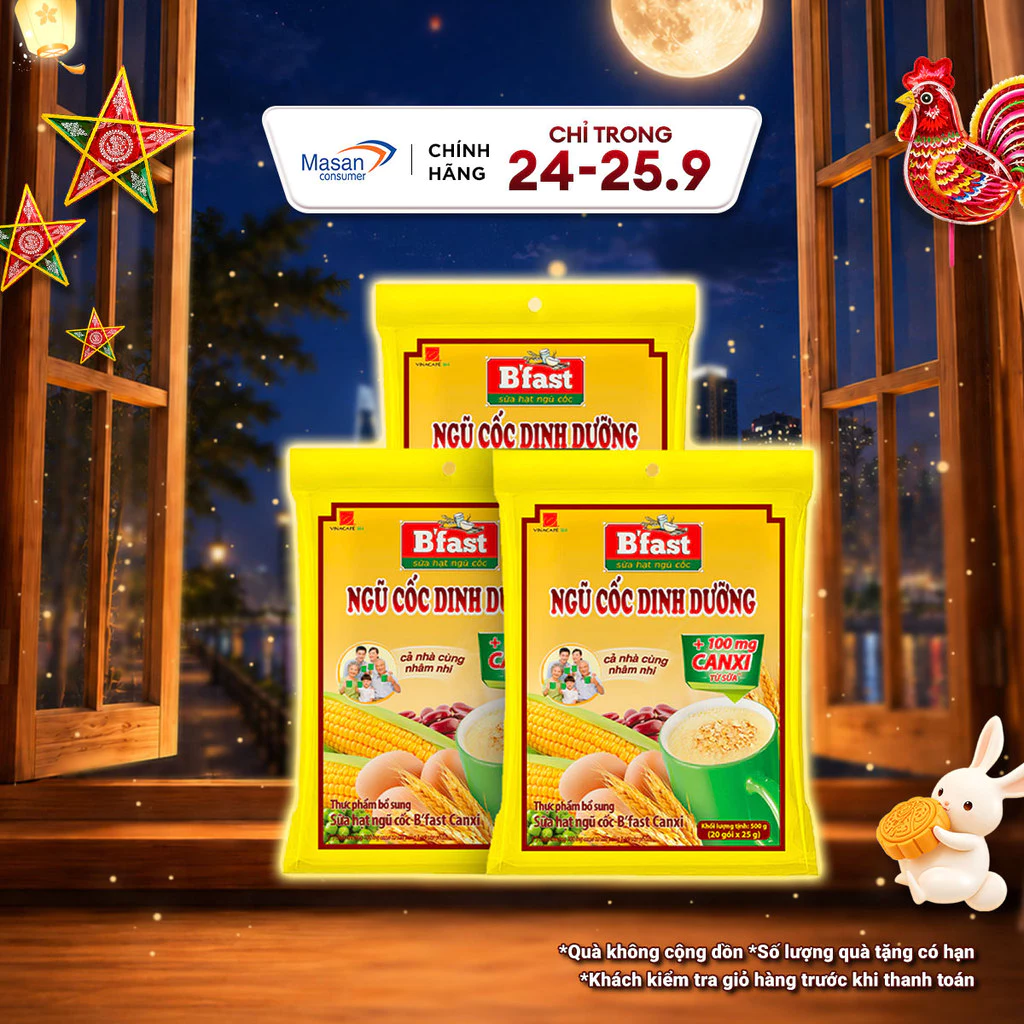 Combo 3 Túi Sữa Hạt Ngũ Cốc B'Fast Canxi - Túi 20 Gói x 25g