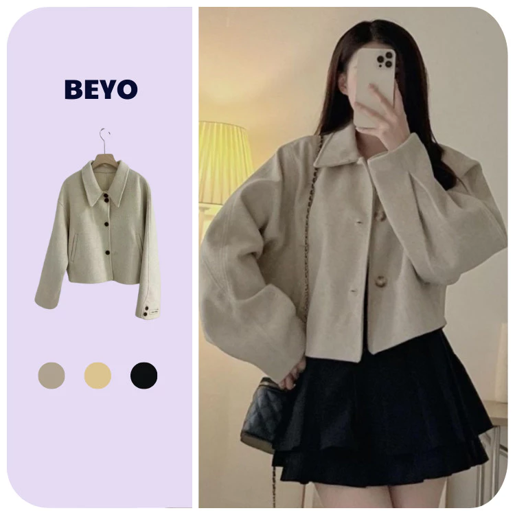 Áo Khoác Dạ Croptop - Ép Hàn Quốc Tay Phồng Nữ Tính Sang Trọng Thời Trang T023 B71911
