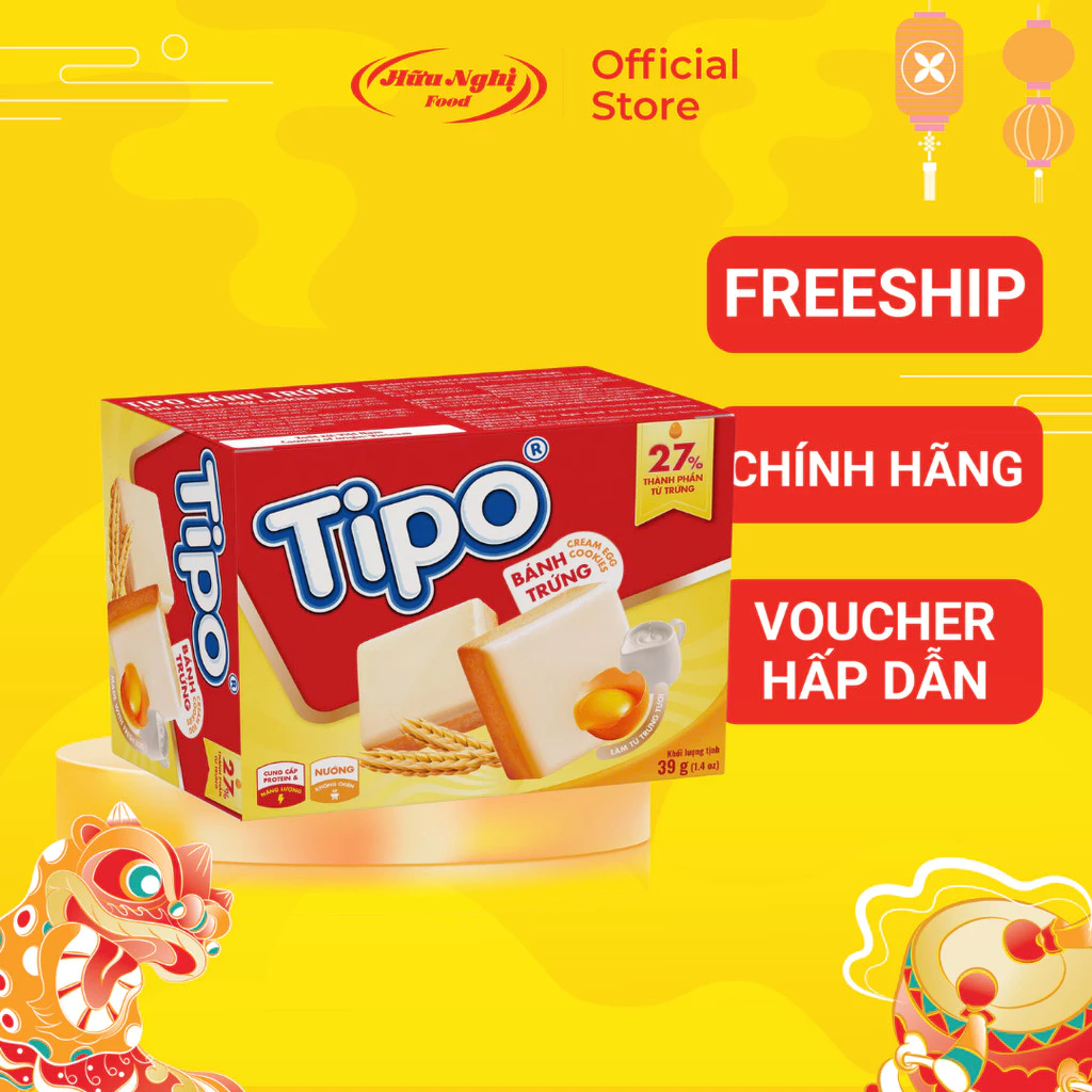 COMBO 12 Hộp Bánh Tipo Trứng Nướng Hữu Nghị 39g