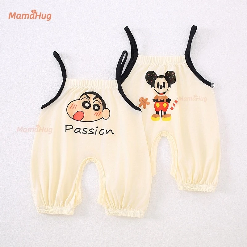 Áo liền quần mùa hè cho bé Quần áo sơ sinh mỏng Suspender Body Unisex hở đáy áo liền quần không tay Lyocell Cotton thoáng khí cho trẻ sơ sinh Bộ trang phục một mảnh Bộ đồ ngủ mềm bé trai bé gái