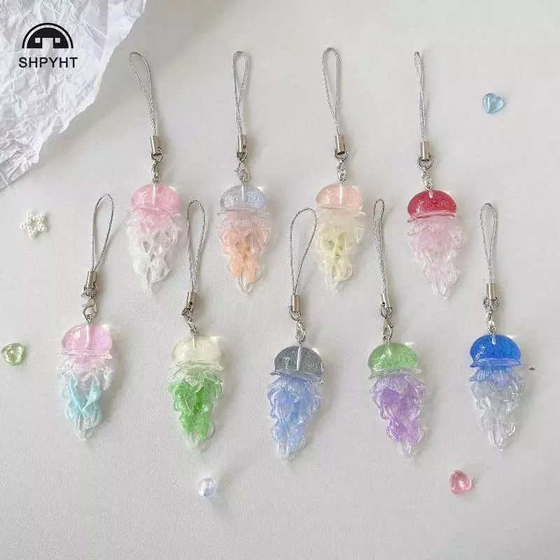[SHPYHT] Móc khóa quyến rũ sứa màu sáng tạo Y2K Mặt dây chuyền đính cườm Dây chuyền điện thoại treo ô tô Túi trang trí Mặt dây chuyền Quà tặng trang trí Mới