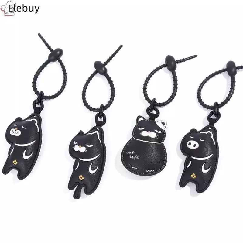[Ele-T] Phim Hoạt Hình Sáng Tạo Mèo Cool Bla Series Mặt Dây Chuyền Da Tinh Tế Móc Chìa Khóa Ô Tô Nữ Túi Đi Học Mặt Dây Chuyền Quà Tặng Nhỏ