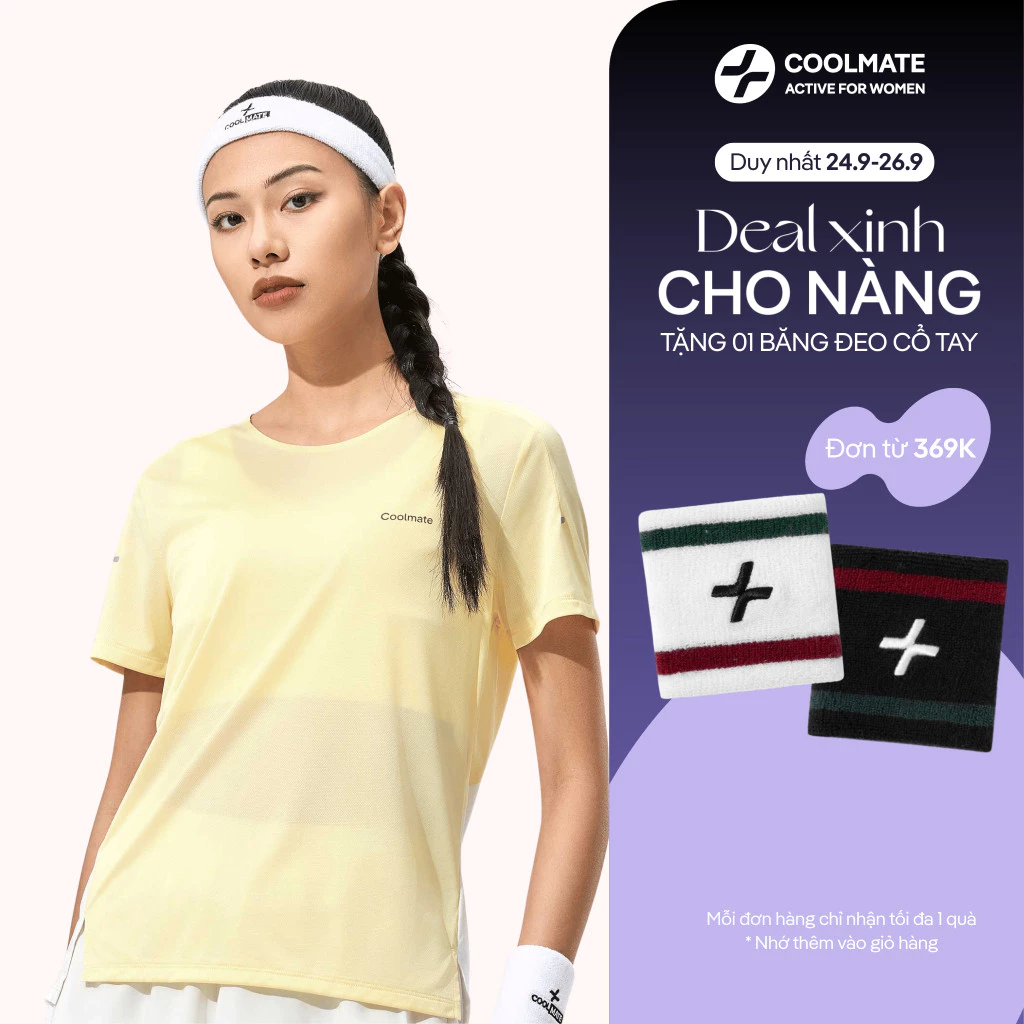 [369K TẶNG QUÀ]Áo thun thể thao nữ chạy bộ Race Tee siêu nhẹ, nhanh khô, giảm ma sát - Coolmate Active For Women