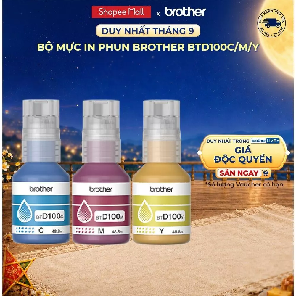 Bộ mực in phun Brother BTD100C/M/Y