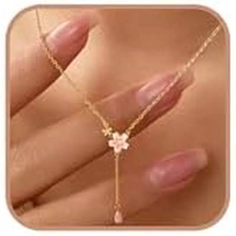Vòng Cổ Hoa Anh Đào Dainty Bạc 925 Cho Nữ Mẹ Con Gái | Trang Sức Hồng 14K Mạ Vàng Dễ Thương Tháng Sinh Men Hoa Mặt Dây Chuyền Vòng Cổ Hoa Mẫu Đơn Ngọc Trai Dây Chuyền W