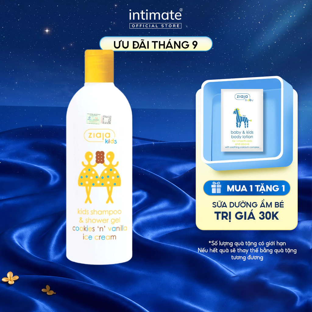 Tắm Gội 2in1 Dành Cho Trẻ Từ 3 Tuổi Ziaja Kids Hương Kem Cookies Vanilla Không Gây Khô, Kích Ứng Da 400ml