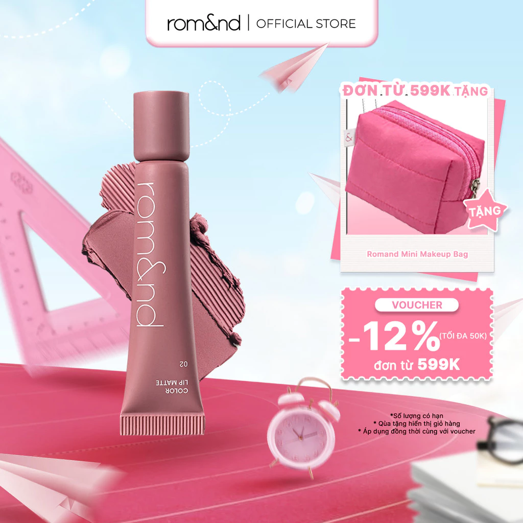 [Rom&nd] Son bùn mịn lì bền màu trên môi Romand Color Lip Matte