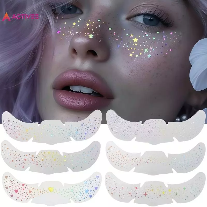 < Activee > Face Body Glitter Freles Stiers Tấm xăm hình trái tim ba chiều Dễ dàng áp dụng chống thấm nước cho lễ hội Trang điểm bữa tiệc buổi hòa nhạc đẹp