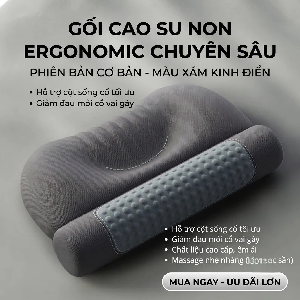 Gối Ngủ Công Thái Học Memory Foam Giảm Đau Mỏi Cổ Vai Gáy