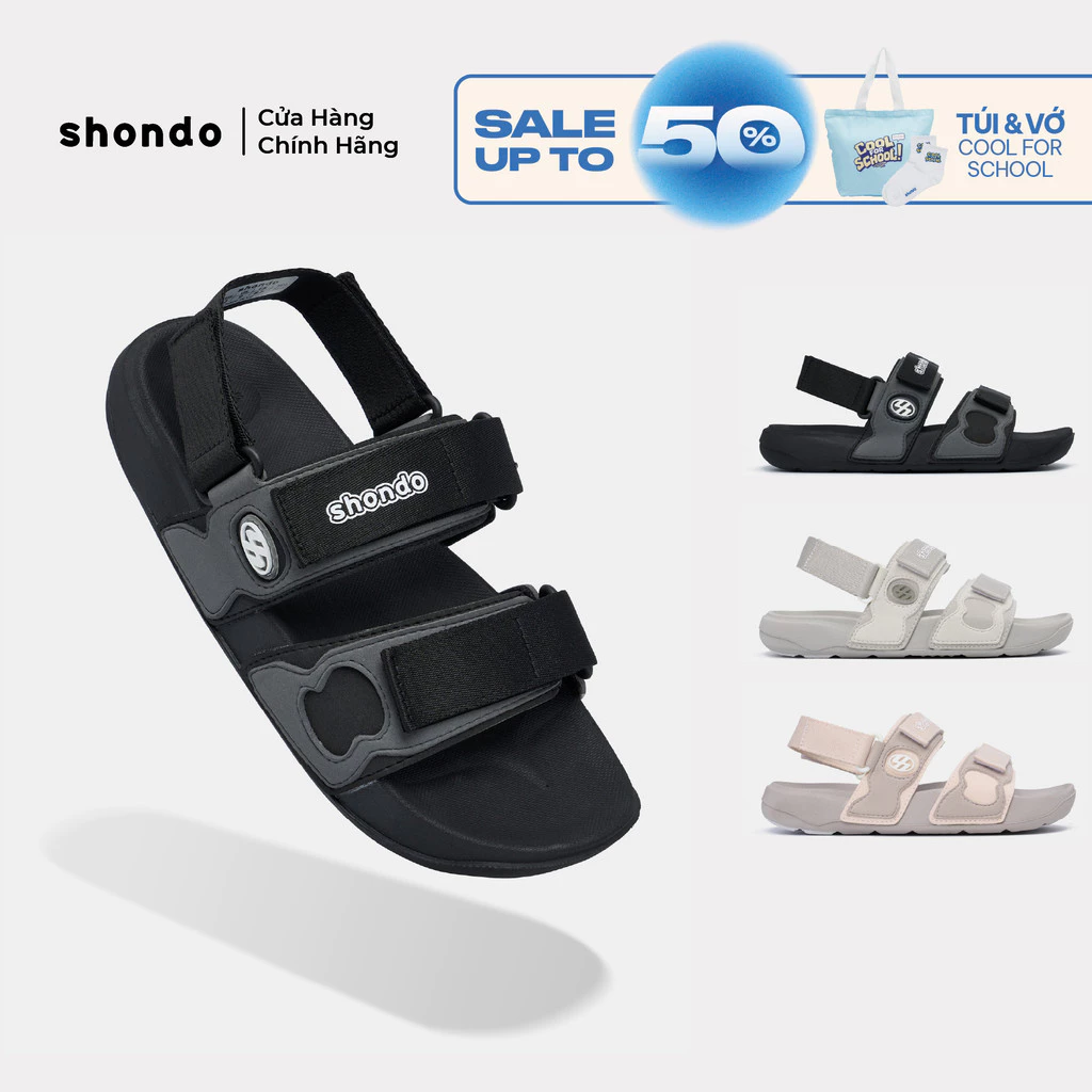 Giày Sandal Nam Nữ Shondo Platy 7 Quai Ngang Khoen Gài Đế Phylon 3.5cm Nhiều Màu