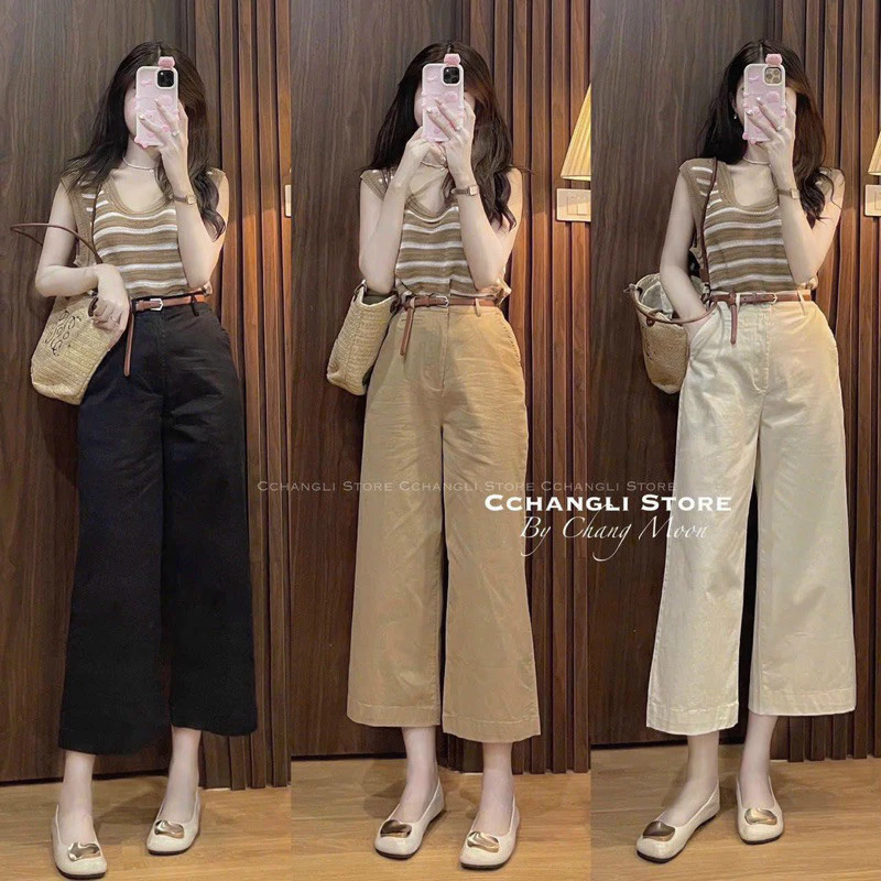 QUẦN KAKI ỐNG RỘNG DÁNG LỠBẢN CẠP CAO SIÊU HÁCH DÁNG MÃ 299