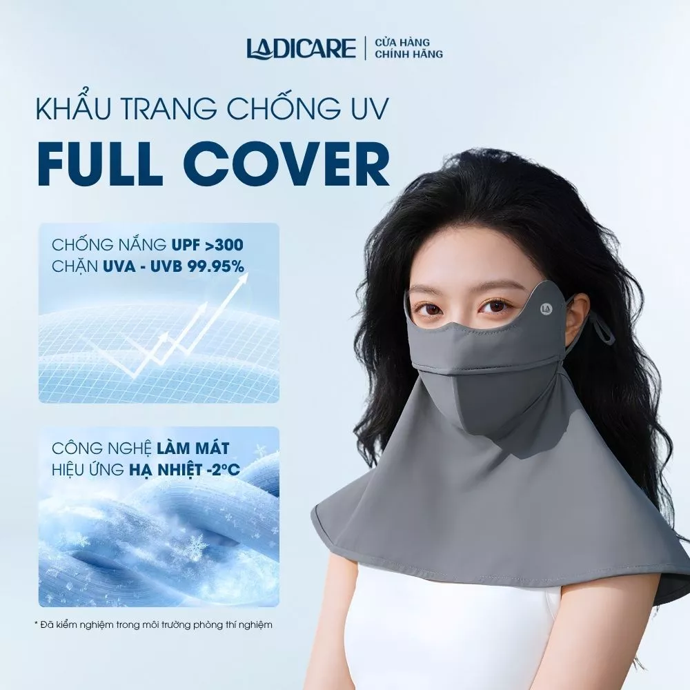 [QUÀ TẶNG ĐƠN TỪ 149K] Khẩu Trang Chống Tia UV Che Kín Cổ LADICARE, Vải Lụa Băng Mát Lạnh, Quai Đeo Điều Chỉnh