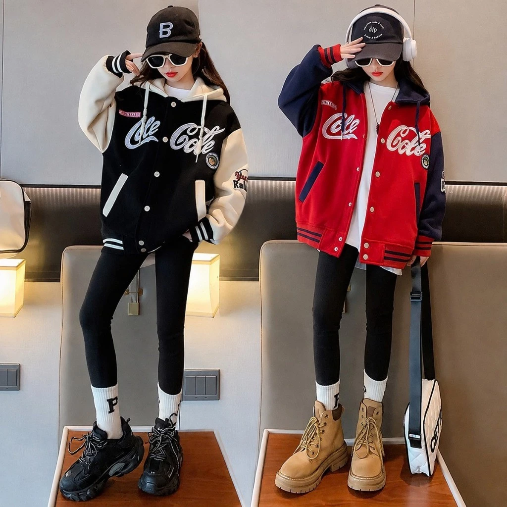 Áo khoác nỉ bomber thu đông cho bé trai, bé gái 18-52kg. Áo nỉ hoodie cho trẻ em, nam nữ 6-14 tuổi mẫu Cola mới đẹp 2026