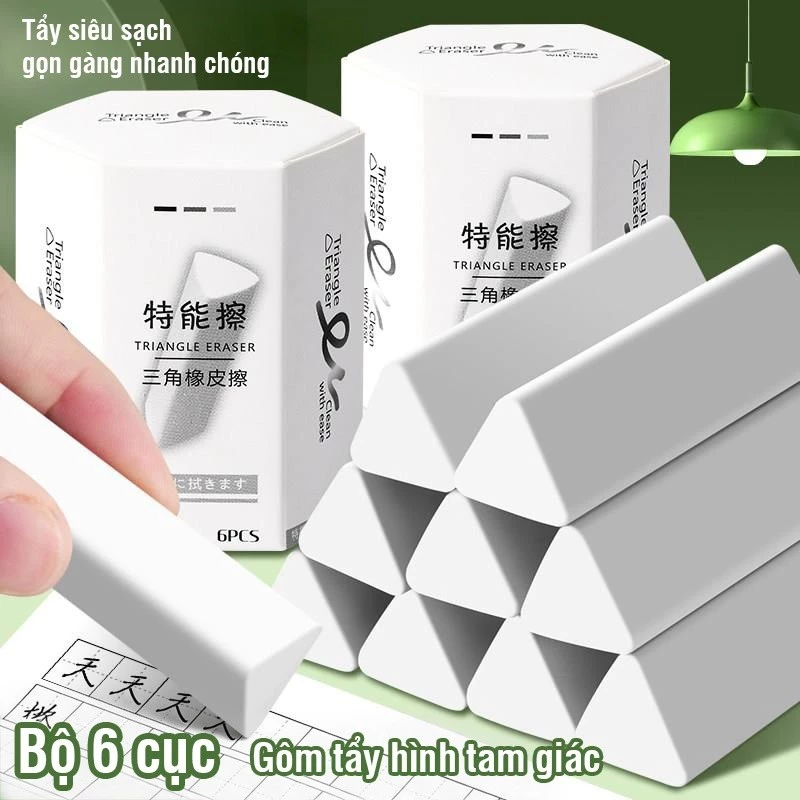 Gôm Tẩy Tam Giác Siêu Sạch Cao Cấp Tẩy Mềm Ít Vụn Không Mòn Rách Giấy Dụng Cụ Học Tập Cho Học Sinh
