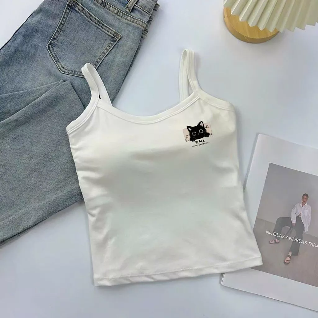 <  Kèm Đệm Mút > Áo 2 dây có Đệm mút ngực chất tăm lạnh , áo hai dây nữ folower-thubaa98
