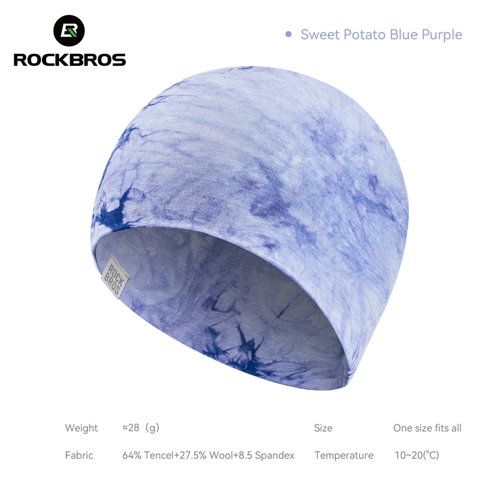 ROCKBROS Thuốc nhuộm dây buộc hai mặt Merino Len và Tencel Mũ bảo hiểm Liner Chống trượt Độ ẩm và Thoáng khí Đi xe đạp Chạy bộ và Mũ thể thao ngoài trời