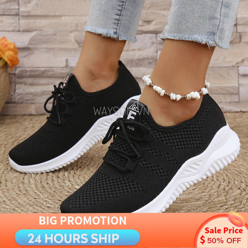 {READY STOCK} Giày Nữ Mùa Hè 2026 Phong Cách Mới Giày Thể Thao Thông Thường Lưới Thoáng Khí Giày Chạy Bộ Thoải Mái Nhẹ Giày Nữ Size Lớn