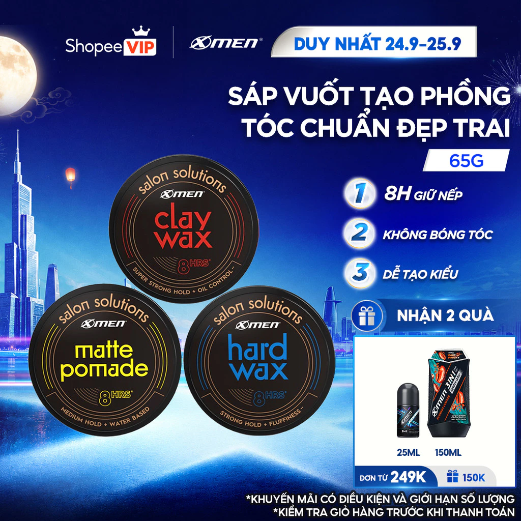 [SVIP] Sáp Vuốt Tóc Nam XMen Salon Solution 65g - Tạo Kiểu Tóc, Giữ Nếp 8H, Không Bóng Tóc, Không Gây Ngứa