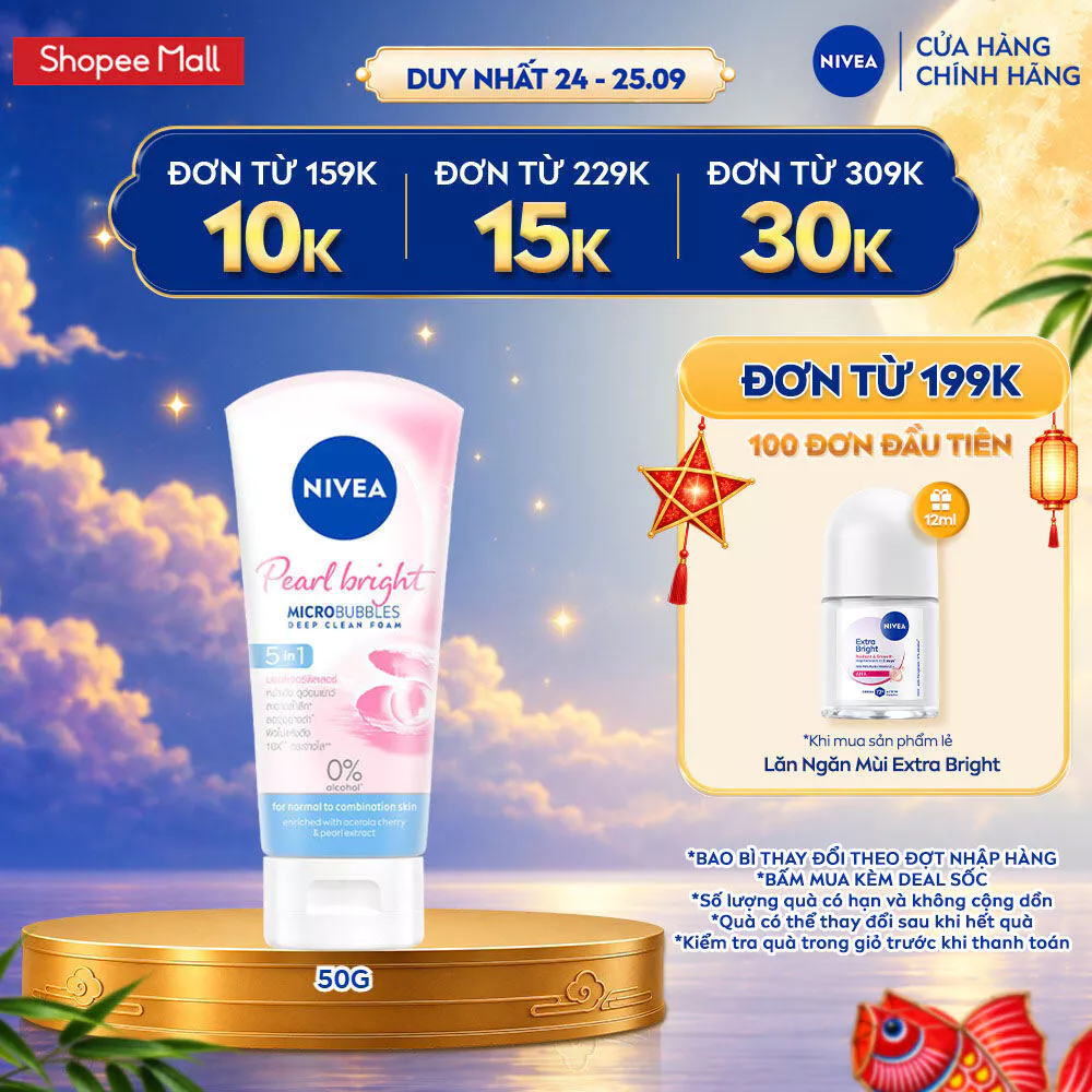 Sữa Rửa Mặt NIVEA Pearl Bright Dưỡng Sáng Da Ngọc Trai (50g/100g) & Đất Sét (100g) - 81295 / 81273 / 86704