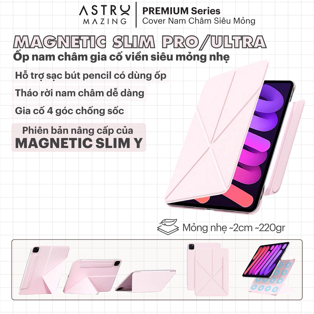 [Magnetic Slim Ultra] Bao da case nam châm AstroMazing gia cố viền siêu mỏng nhẹ cho iPad Pro 11 Air 4 5 Mini 6