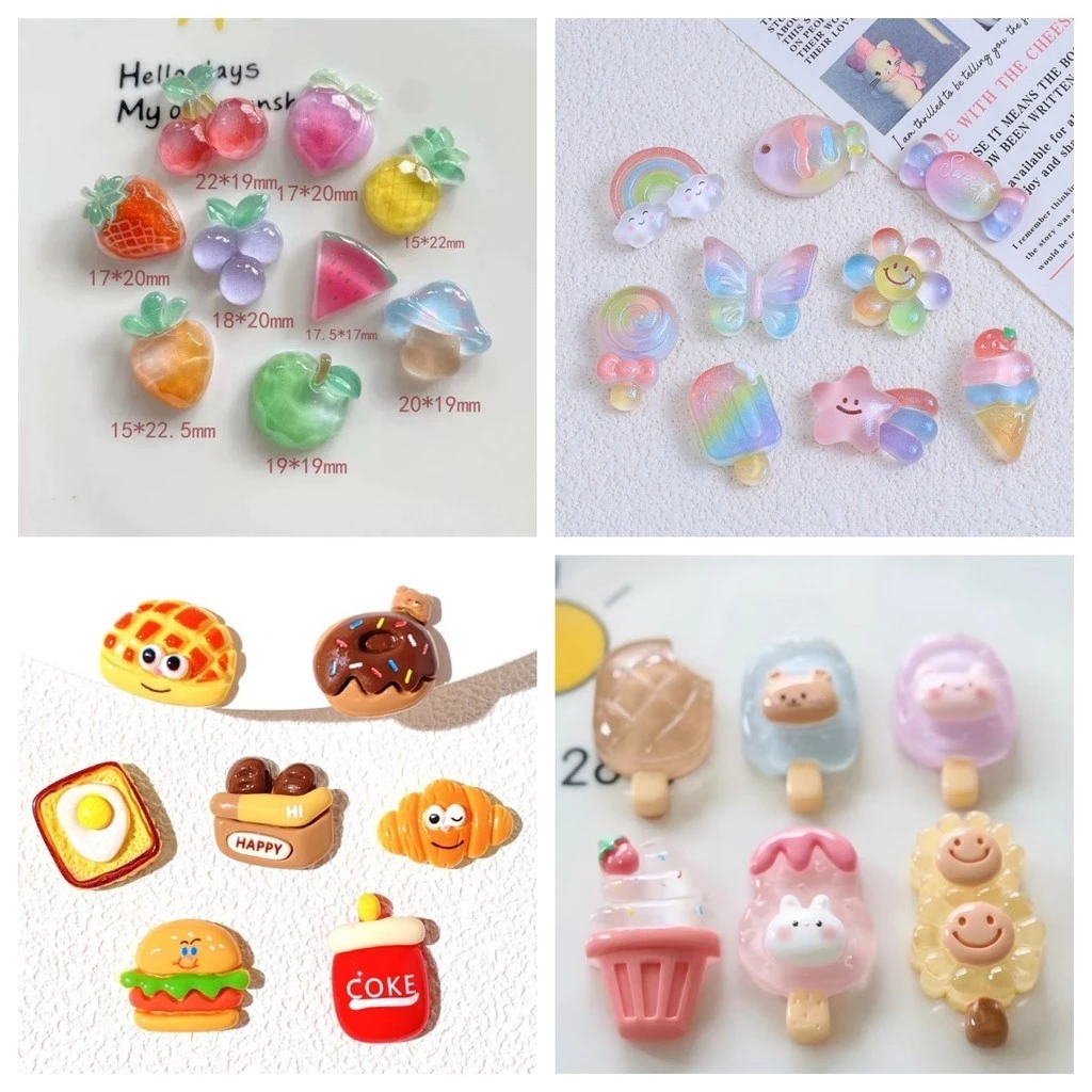 [Tặng sticker] Làm ốp lưng điện thoại keo kem Charm nhựa màu Dopamine Set quà tặng phụ kiện hộp mù Phụ kiện thời trang