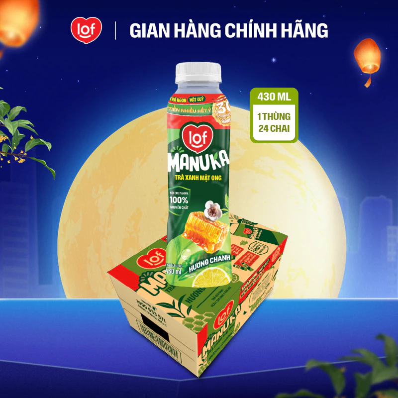 Trà xanh mật ong LOF Manuka hương chanh thùng 24 chai x 430ml