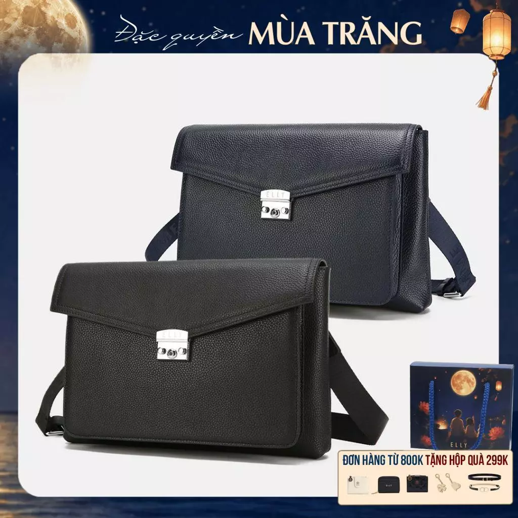 Clutch nam ELLY HOMME ECM17 ví cầm tay da thật cao cấp đeo vai công sở sang trọng